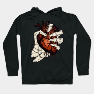 Skeleton Hand Squeezed Heart Hoodie